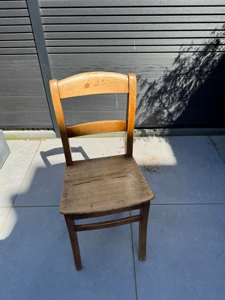 (jaren ‘50) houten stoeltje, Huis en Inrichting, Stoelen, Ophalen, Gebruikt, Bruin, Eén
