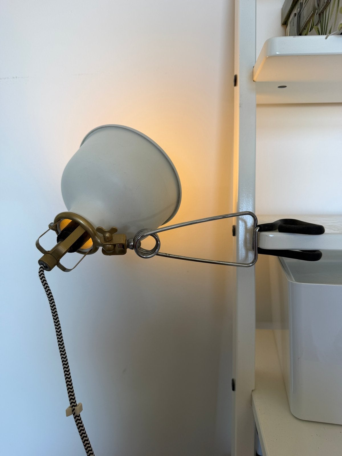 Set van 2 IKEA RANARP wand- klemspot met stoffen snoer, Wit, Overige merken, Gebruikt, Vintage