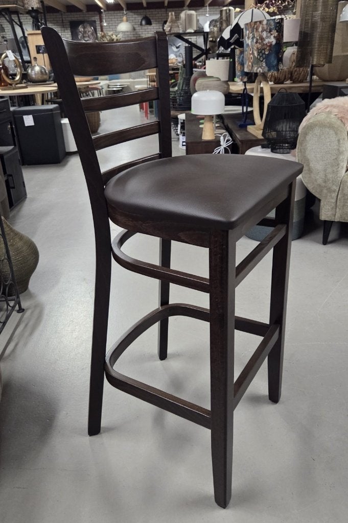 7 x barkruk barstoel Riva hout & skai donkerbruin horeca