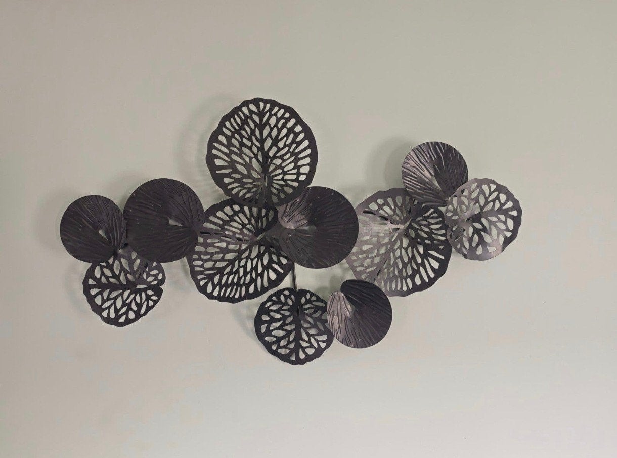Zeer nette wanddecoratie metaal zwart bladeren., Ophalen, Metaal, Industrieel, Zwart