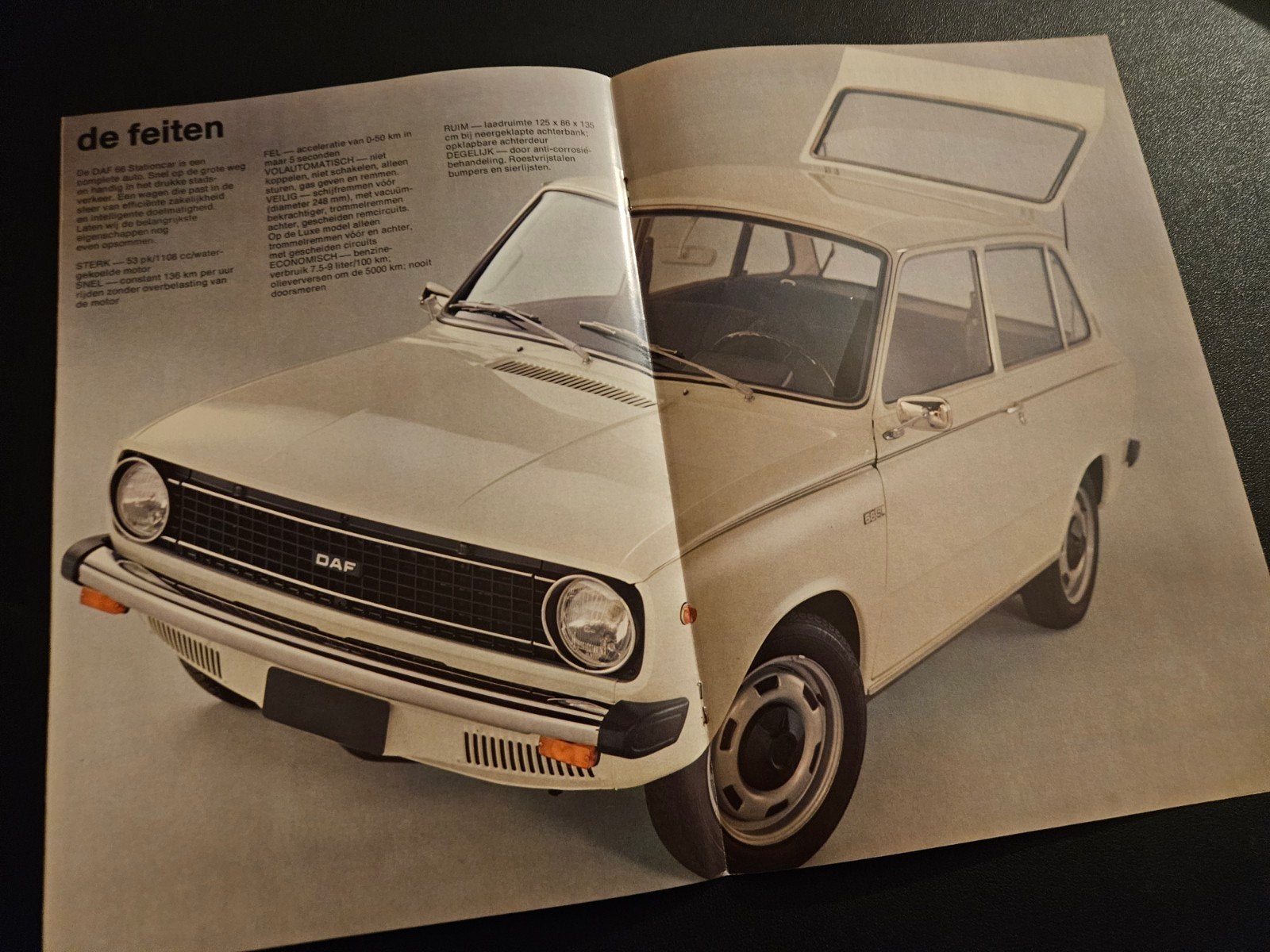 Brochure Daf 66 Stationcar 1972, Ophalen of Verzenden, Zo goed als nieuw, Overige merken