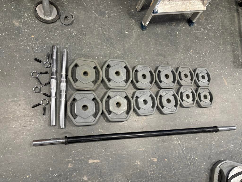 Verstelbare dumbbells gewichten en halter stang, Ophalen, Gebruikt, Verstelbare dumbbells, Stang
