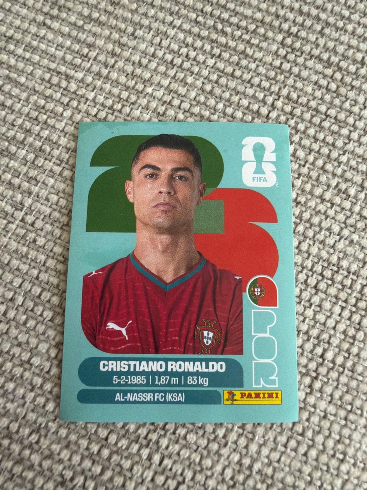 Cristiano Ronaldo Panini Word Cup 2026, Verzamelen, Ophalen of Verzenden, Zo goed als nieuw, Buitenlandse clubs, Spelerskaart