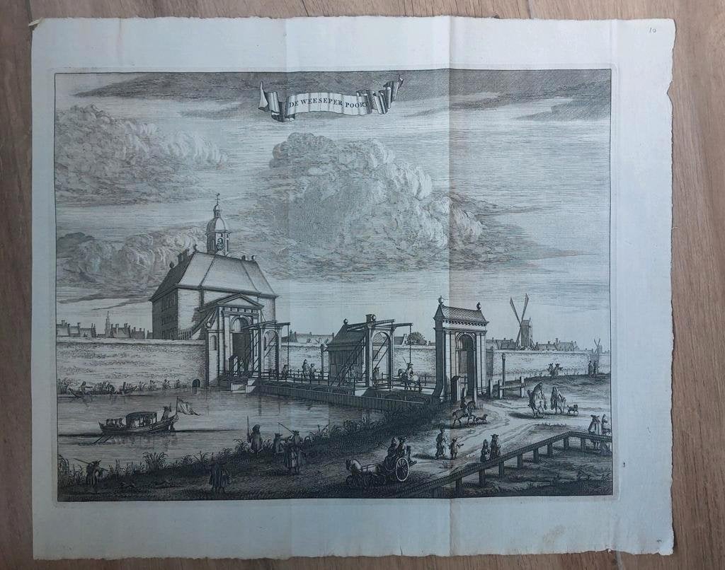 10 / Weeseper Poort te Amsterdam Caspar Commelin uit 1693, Ophalen of Verzenden