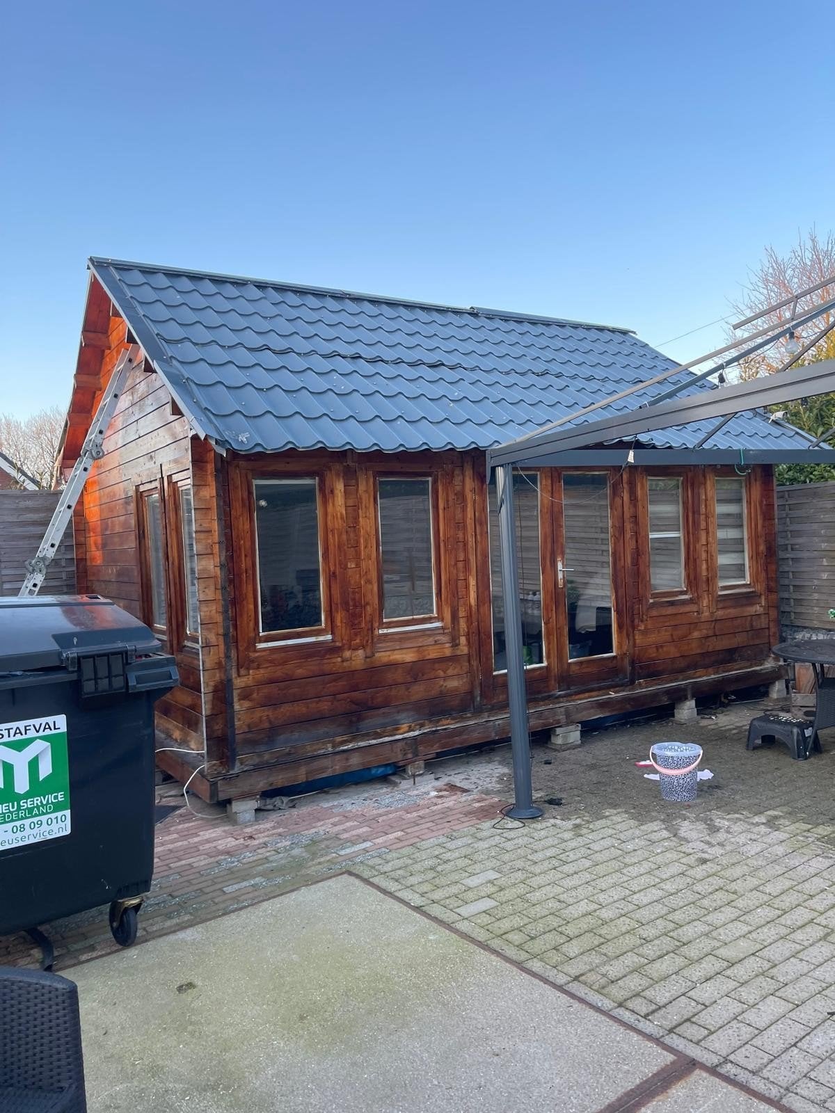 Houten tuinhuis 5.50 x 4.00 meter, Ophalen, Gebruikt, 400 cm of meer, 500 cm of meer