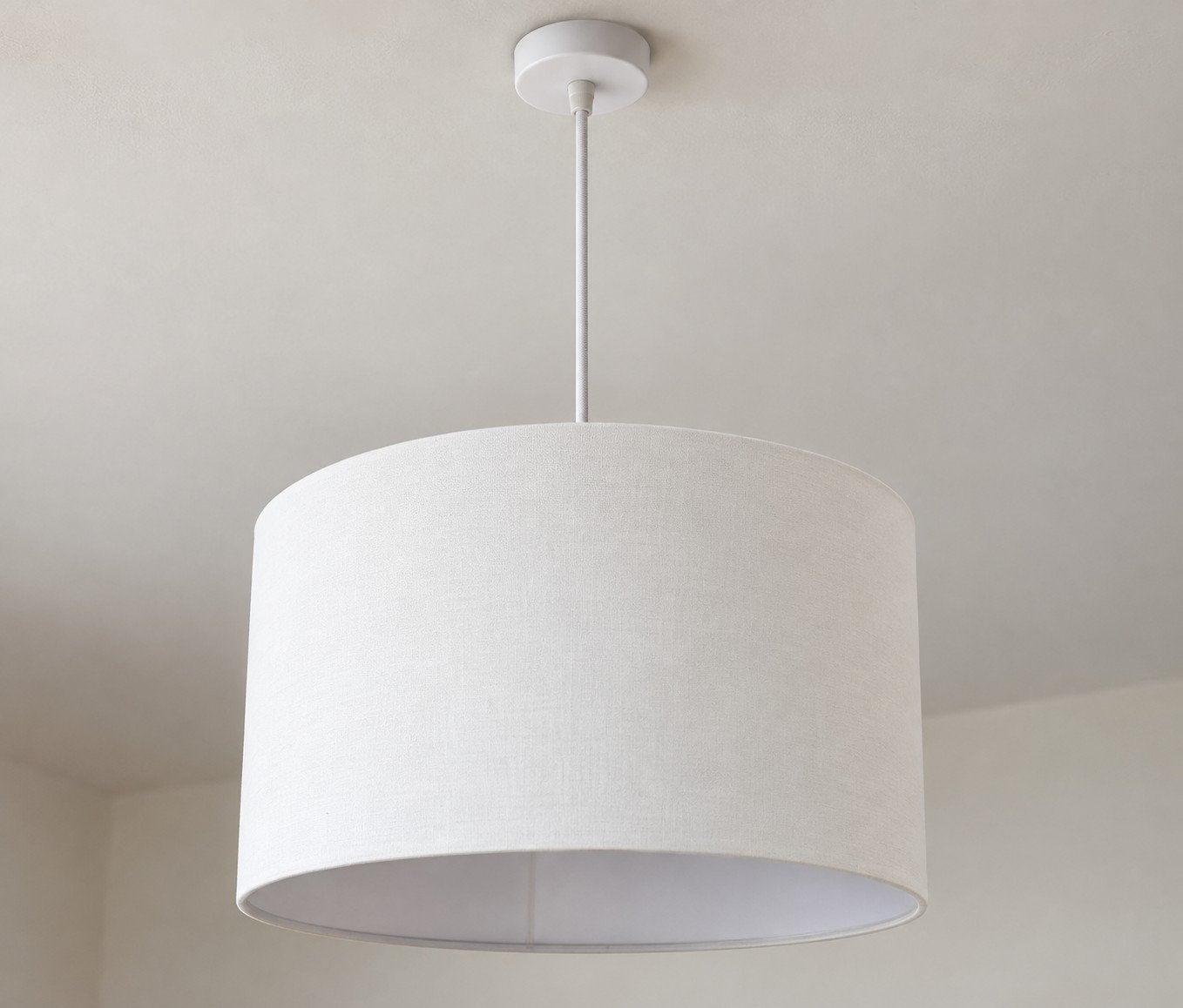 Ongebruikt: Paco Home Hanglamp HUGO PD & CANVAS UNI Wit E27, Metaal, Nieuw, Modern, subtiel, E27 (groot)