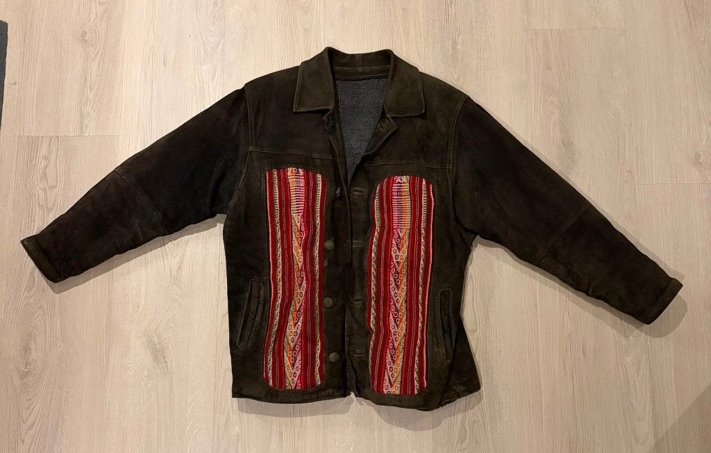 Vintage Unbranded Suede Leather Jacket, Maat 52/54 (L), Meerkleurig, Ophalen of Verzenden, Zo goed als nieuw