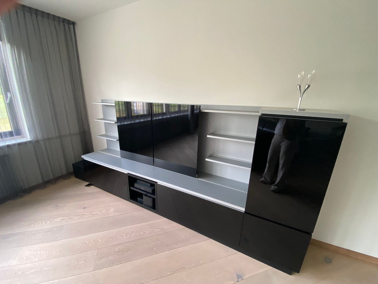 Hoogglans zwart tv meubel  50 euro, Ophalen, Kunststof, Design, Zo goed als nieuw