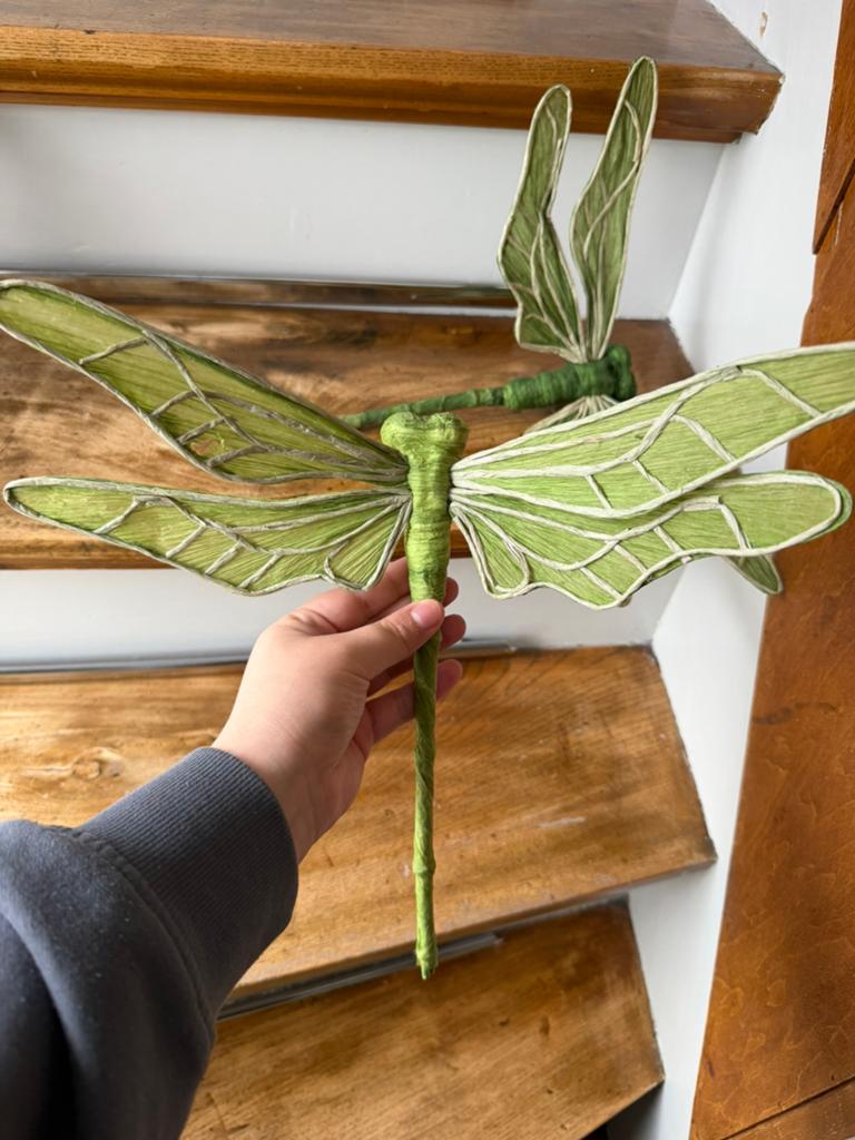 2x Decoratie Libelle groen, Ophalen of Verzenden, Zo goed als nieuw, Groen, Decoratieobject