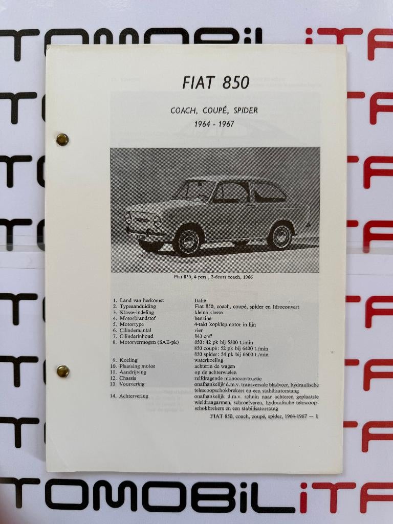 Vraagbaak Fiat 850 Coach, Coupé en Spider 1964-1967, Auto diversen, Handleidingen en Instructieboekjes, Ophalen of Verzenden