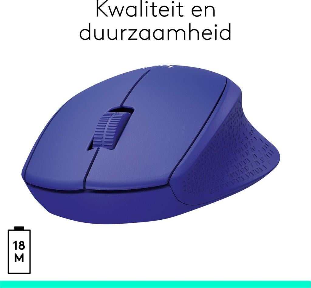 Logitech M330 Silent Plus - Draadloze Muis - Blauw, Computers en Software, Muizen, Rechtshandig, Logitech, Info@currentcomponents.nl