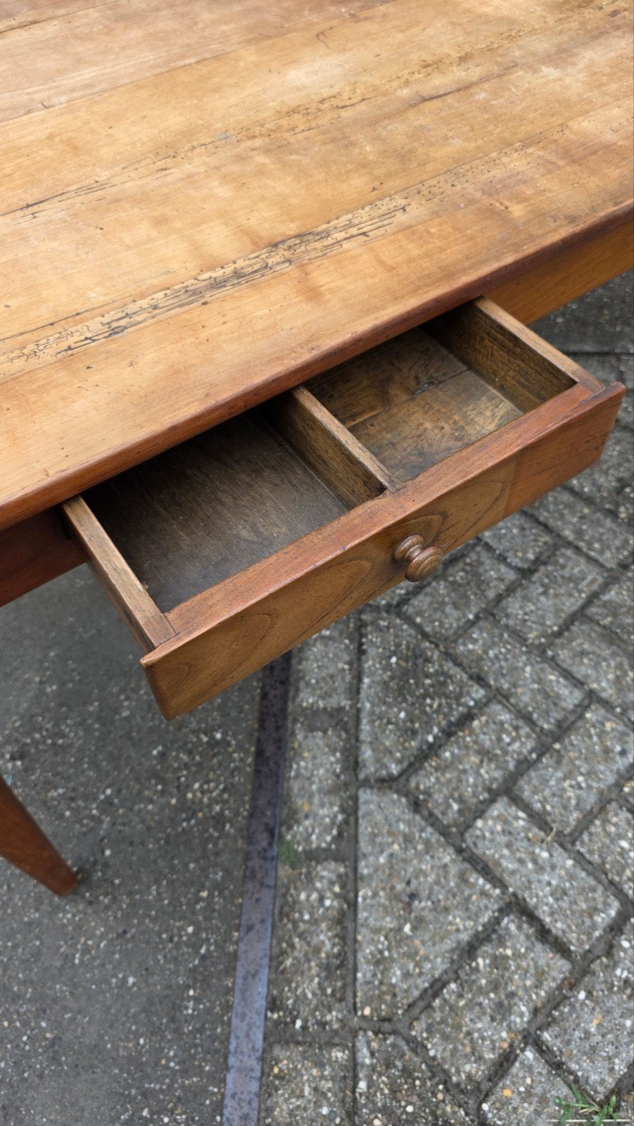 antiek Frans kersenhouten boeren eettafel, Ophalen