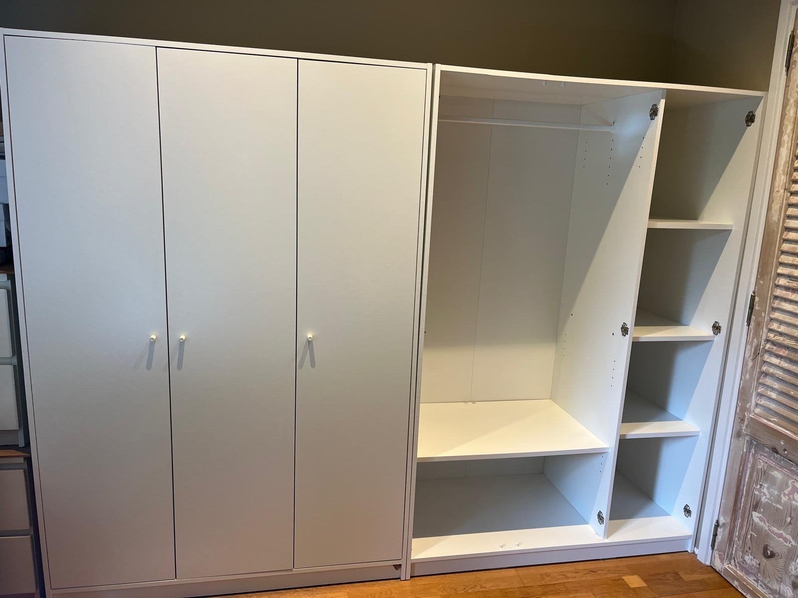 2x IKEA KLEPPSTAD Kledingkast met 3 deuren, wit, Ophalen, Gebruikt, 100 tot 150 cm, 150 tot 200 cm
