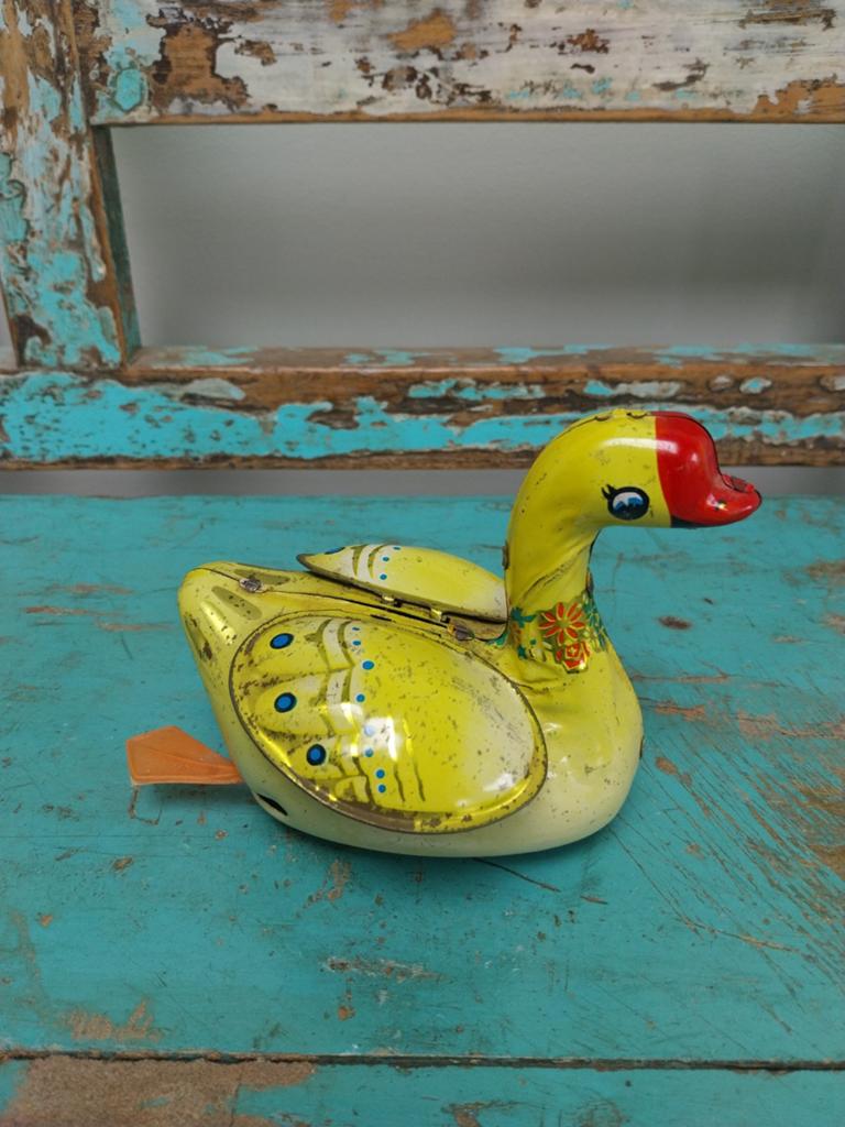 Vintage blikken speelgoed eend, Ophalen of Verzenden