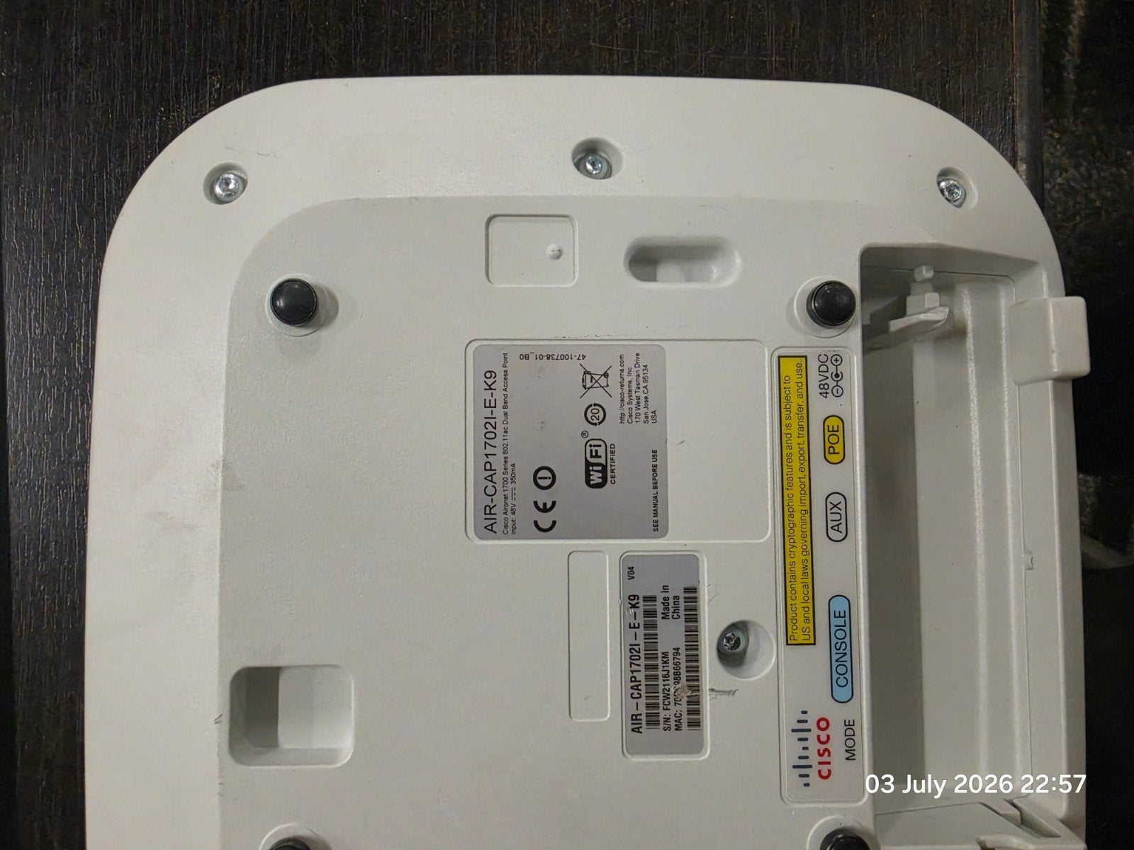 5X Cisco AIR-CAP1702I-E-K9 Access Point, Ophalen of Verzenden, Gebruikt, Router, Cisco