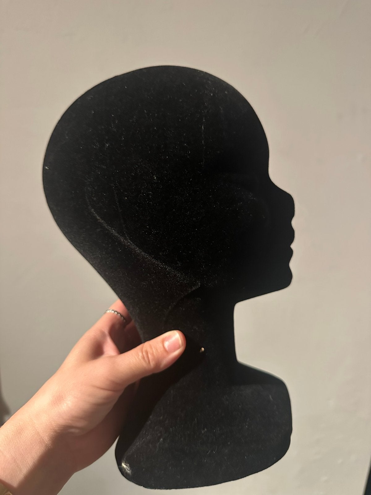 Etalage Zwart geflockte dameshoofd voor presentatie 30cm, Ophalen of Verzenden, Nieuw
