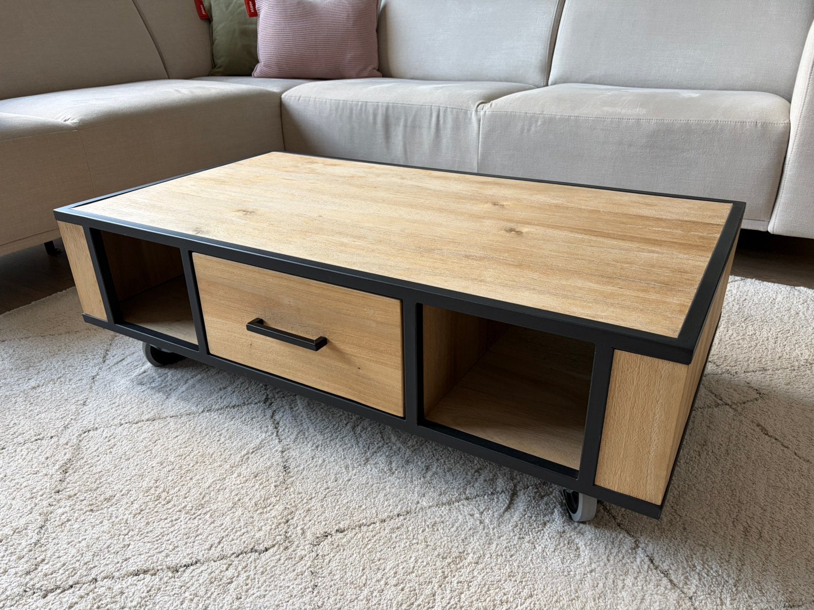 Salontafel Xooon Kinna hout zwart, Ophalen, 100 tot 150 cm, 50 tot 100 cm, Zo goed als nieuw