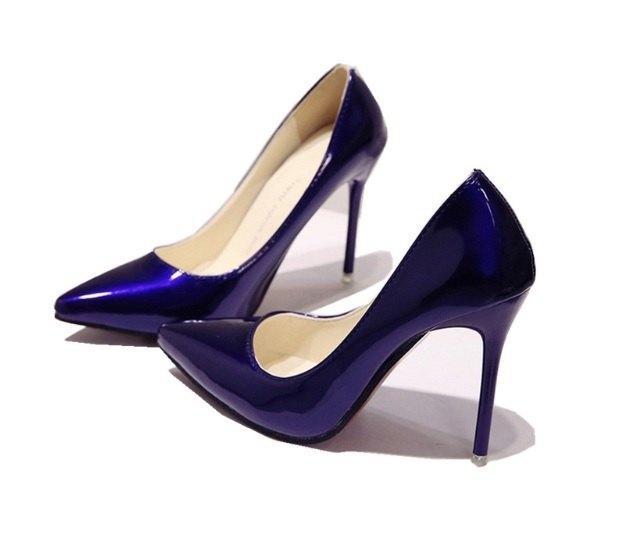 Blauwe hakken / pumps lak leren dames vrouwen hoge hak, Verzenden, Nieuw, Blauw, Pumps
