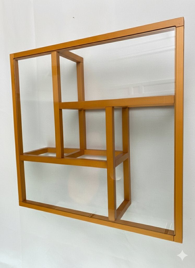 Roche Bobois – Design Salontafel – Hout & Glas – 110x110cm, Ophalen, Gebruikt, Vierkant, Glas