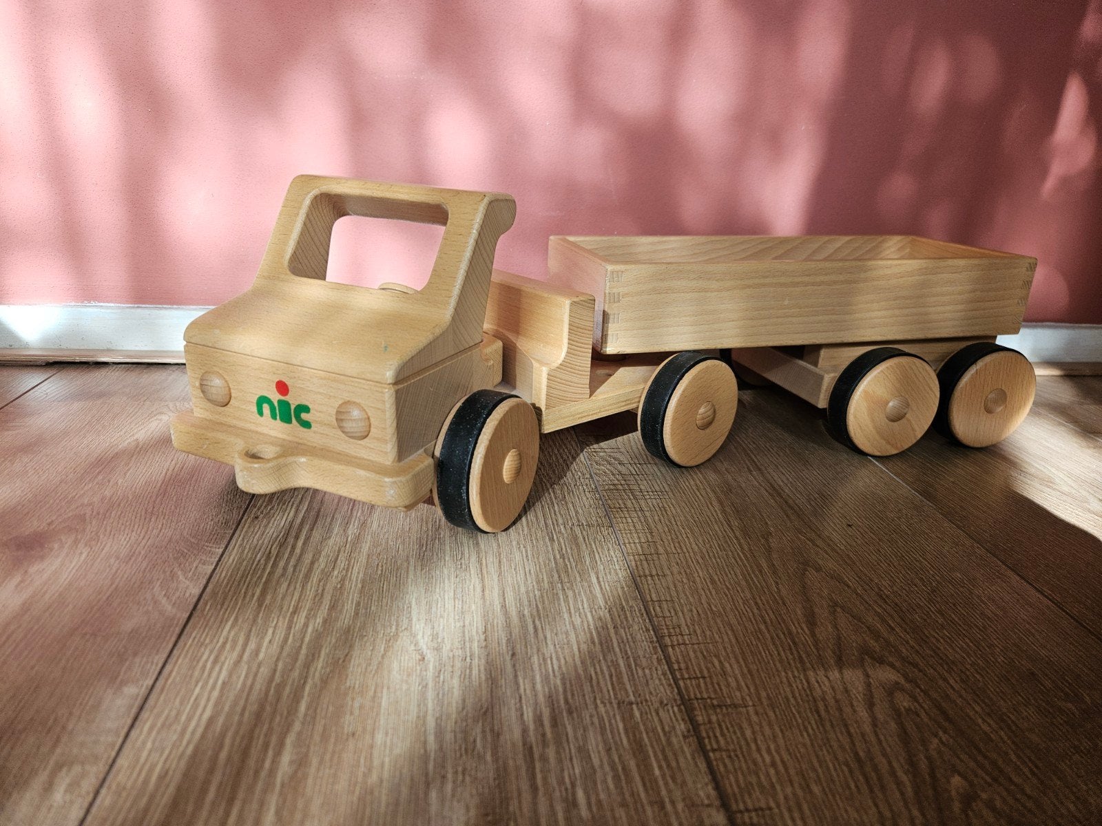 nic Creamobil Houten Vrachtwagen met aanhangwagen, Kinderen en Baby's, Ophalen, Gebruikt, Rij- of Hobbelspeelgoed