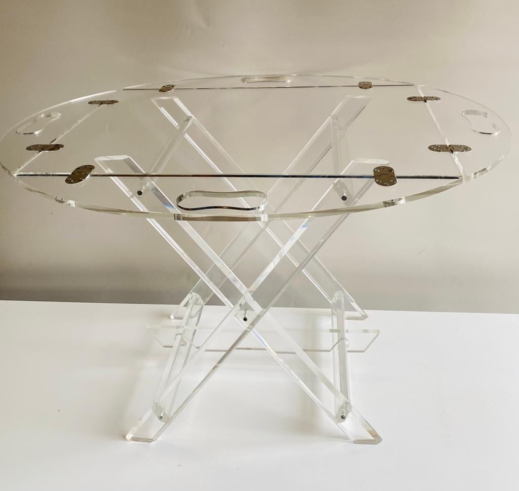 Jaren 80 plexiglas design bijzettafel, Kunststof, Gebruikt, Jaren 80, Onbekend