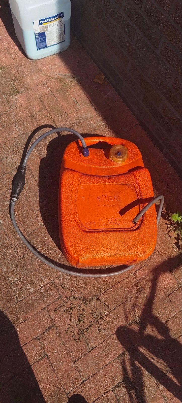 Allpa 25L Benzinetank met defect pompje, Ophalen of Verzenden, Gebruikt, Motor en Techniek