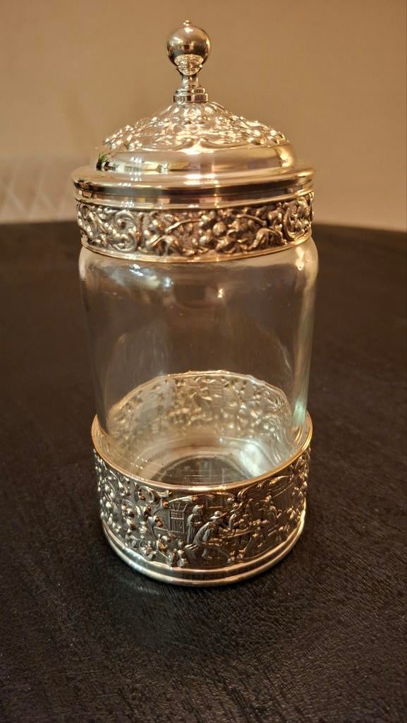 Oud Hollands verzilverde vintage jampothouder, Ophalen of Verzenden