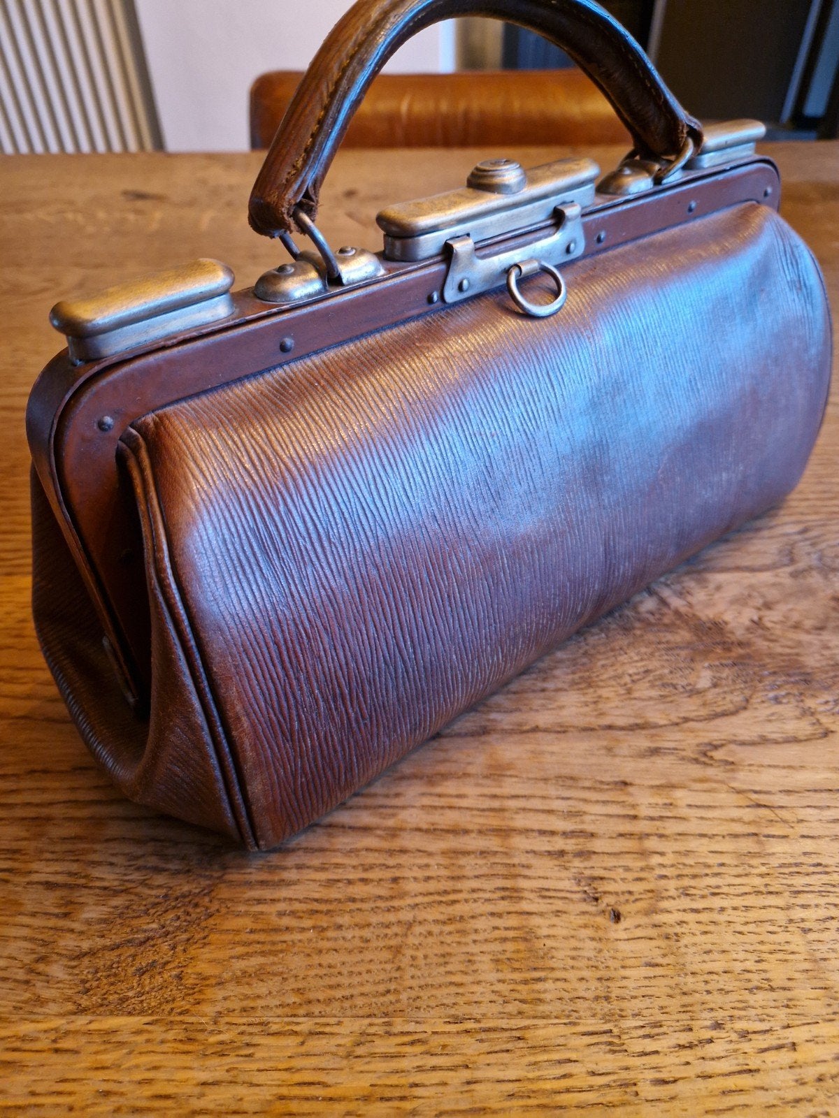 Antieke Leren Dokterstas - Vintage Medische Tas, Ophalen of Verzenden