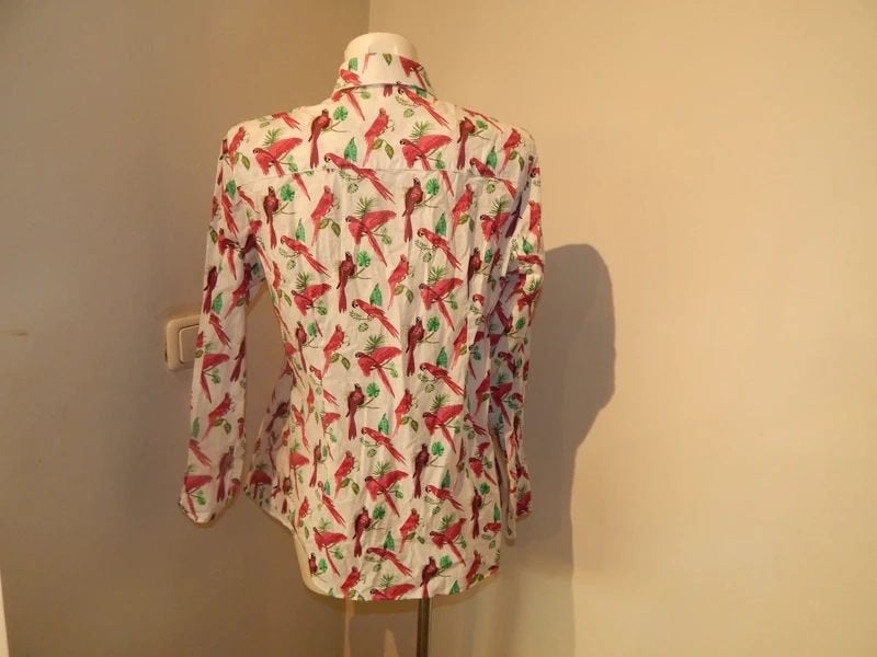 Cavallaro Napoli aparte blouse papegaai vogel print kleur 42, Verzenden, Wit, Zo goed als nieuw, Cavallaro Napoli