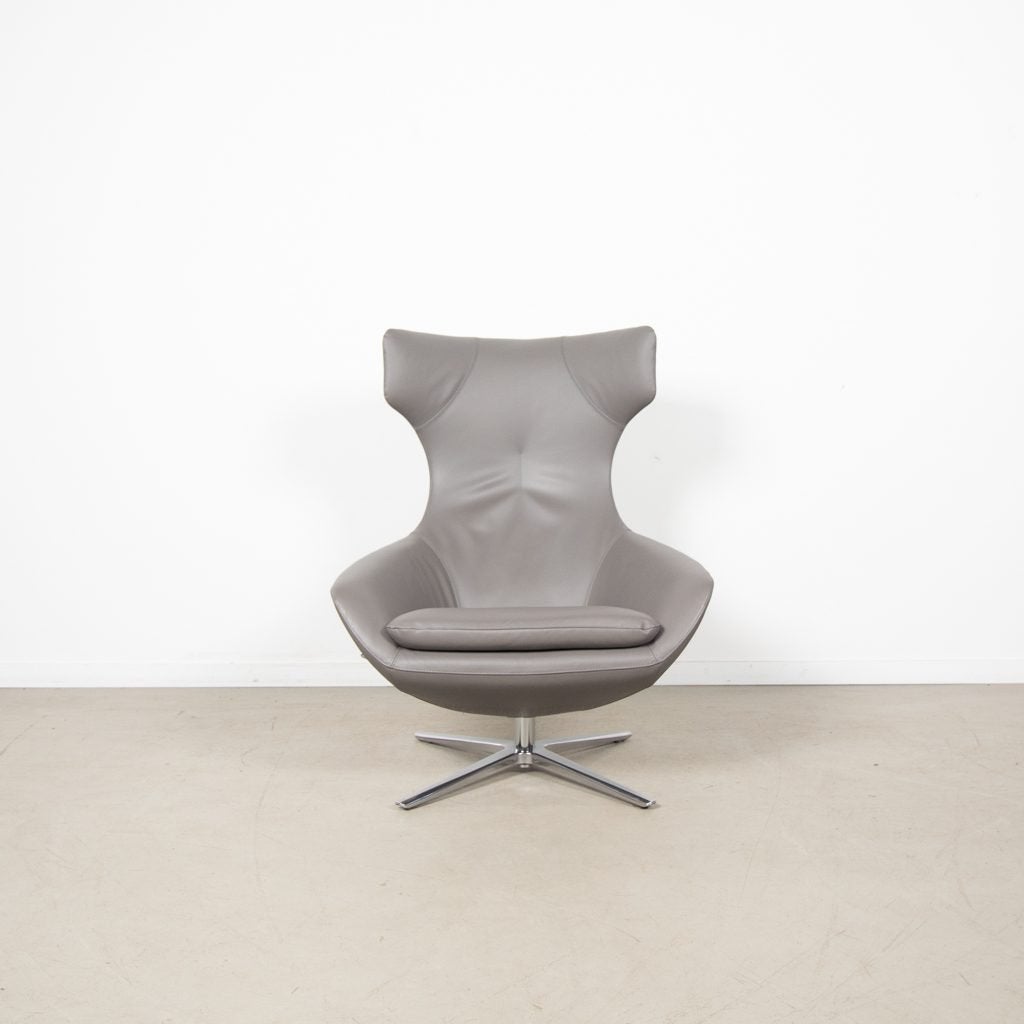 Leolux Caruzzo Plus Fauteuil Grijs Leer, Niet ingevuld, Zo goed als nieuw, Niet ingevuld, Niet ingevuld
