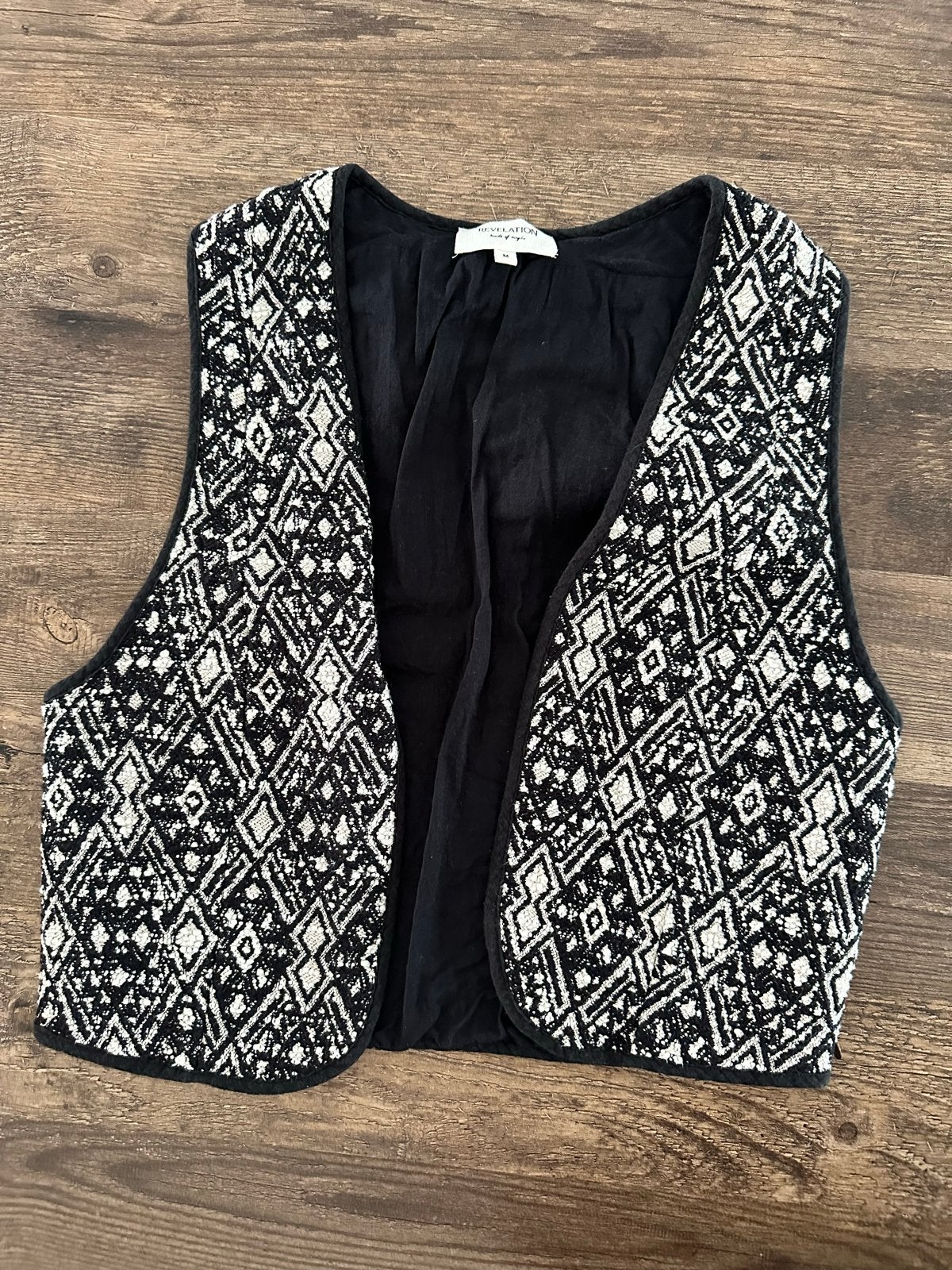 Revelation gilet zwart ecru M, Ophalen of Verzenden, Zo goed als nieuw, Maat 38/40 (M), Zwart