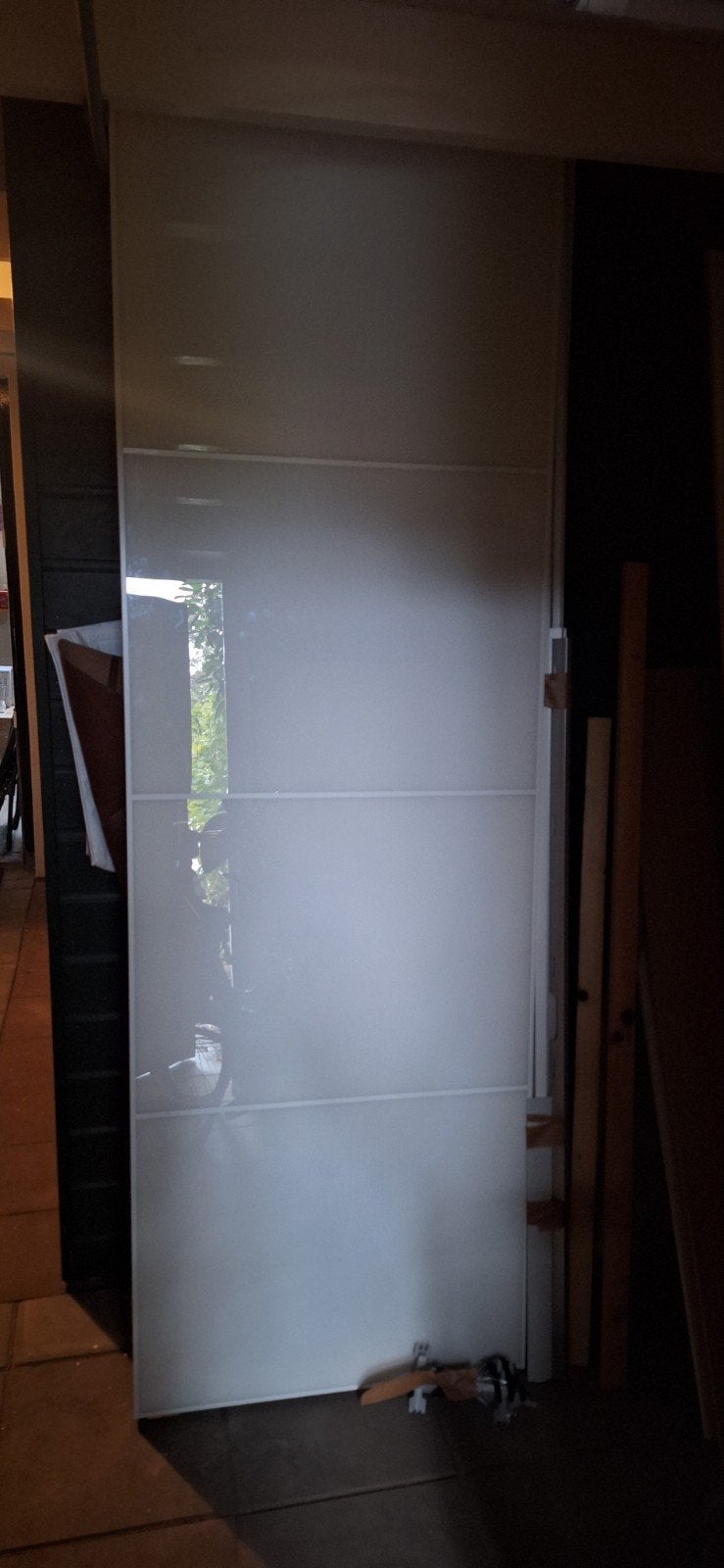 Twee schuifdeuren voor Pax met glazen panelen, Ophalen, 80 tot 100 cm, Binnendeur, Zo goed als nieuw