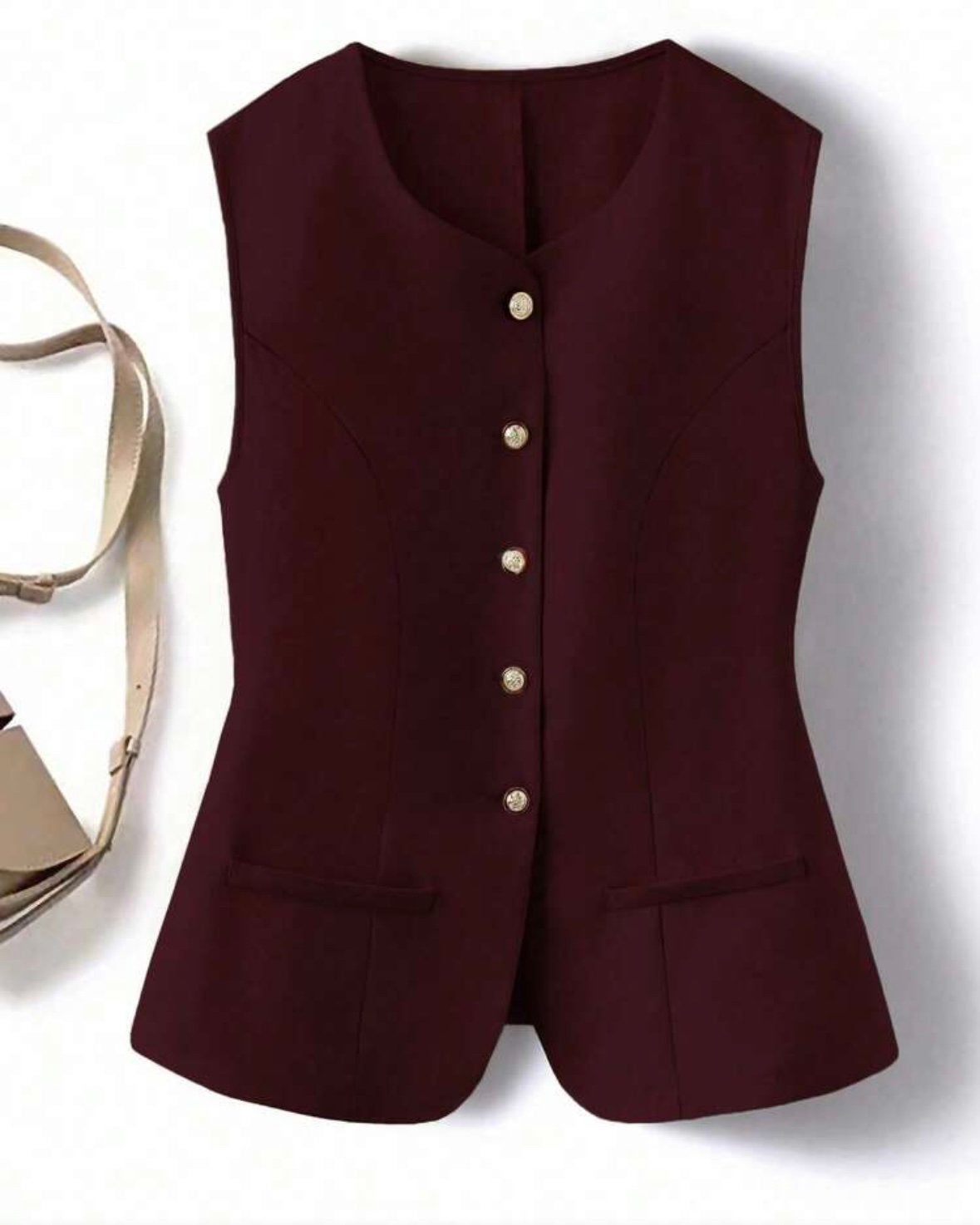 dames gilet met knopen Bordeauxrood (44-52), Ophalen of Verzenden, Nieuw, Rood, Jasje of Colbert