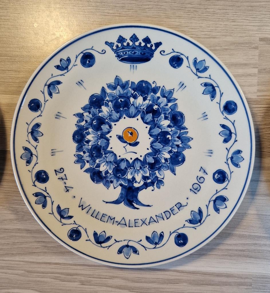 Delfts blauw bord - Geboorte koning Willem-Alexander, Ophalen of Verzenden
