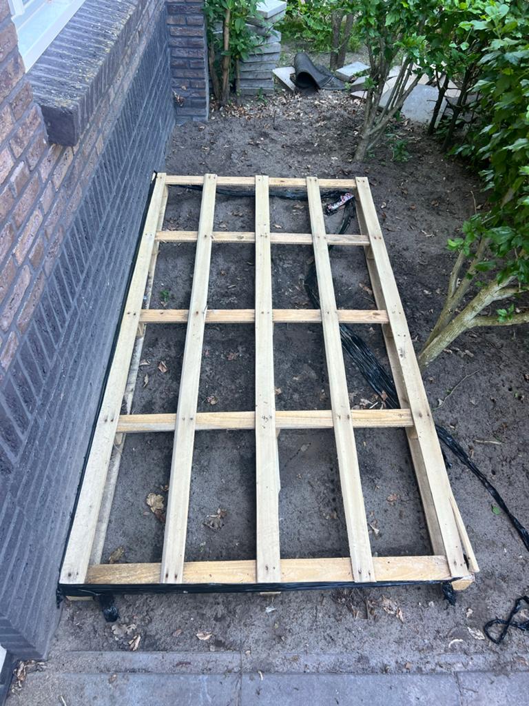 Grote houten pallet gratis af te hapen, Tuin en Terras, Ophalen, Gebruikt, Hout