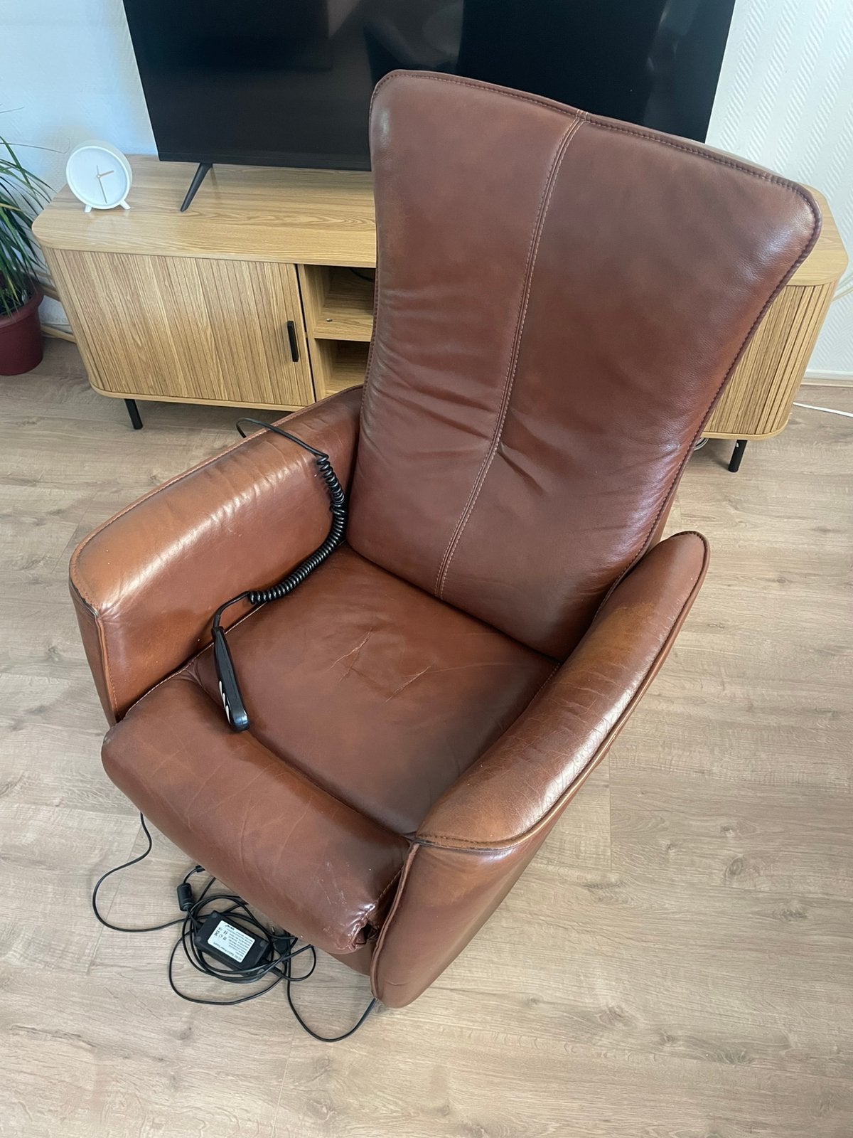 Staopstoel volledig werkend dik leer, Huis en Inrichting, Fauteuils, Ophalen, Zo goed als nieuw, 50 tot 75 cm, Leer