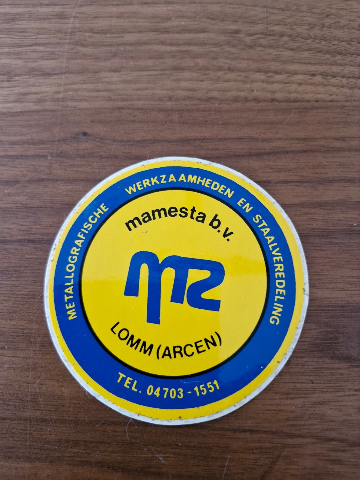 9338  Mamesta b.v. Lomm (Arcen) sticker - Metallografische, Ophalen of Verzenden, Gebruikt, Bedrijf of Vereniging