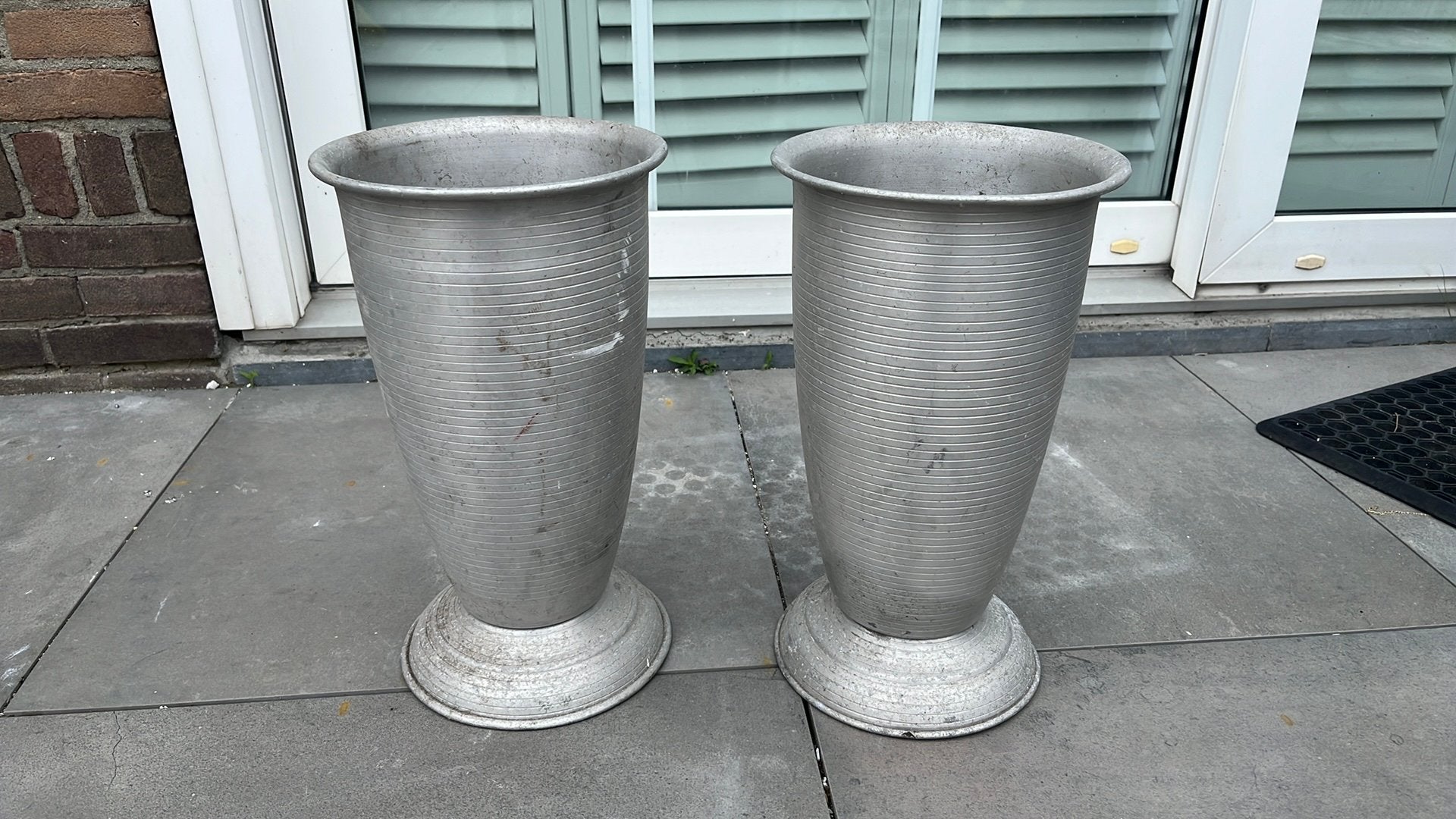 Aluminium potten 40cm hoog 23cm breed, Ophalen, Steen, Rond, Minder dan 40 cm