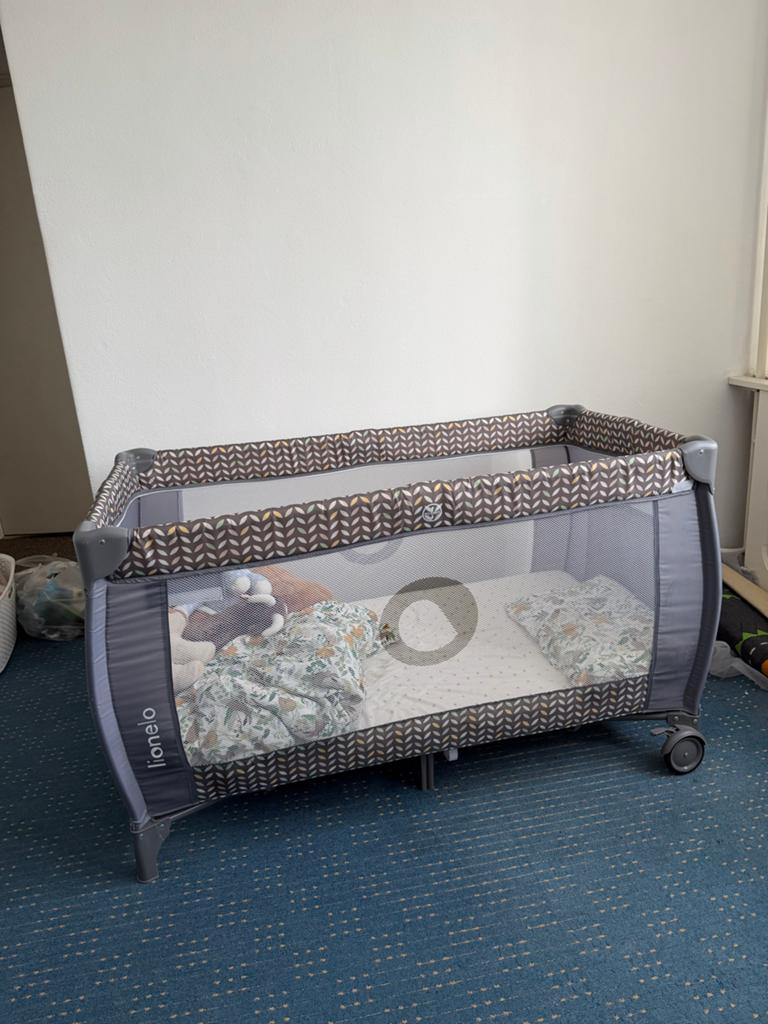Lionelo Sven Plus Luxe Campingbedje + Complete Set, Ophalen, 70 tot 85 cm, 140 tot 160 cm, Zo goed als nieuw