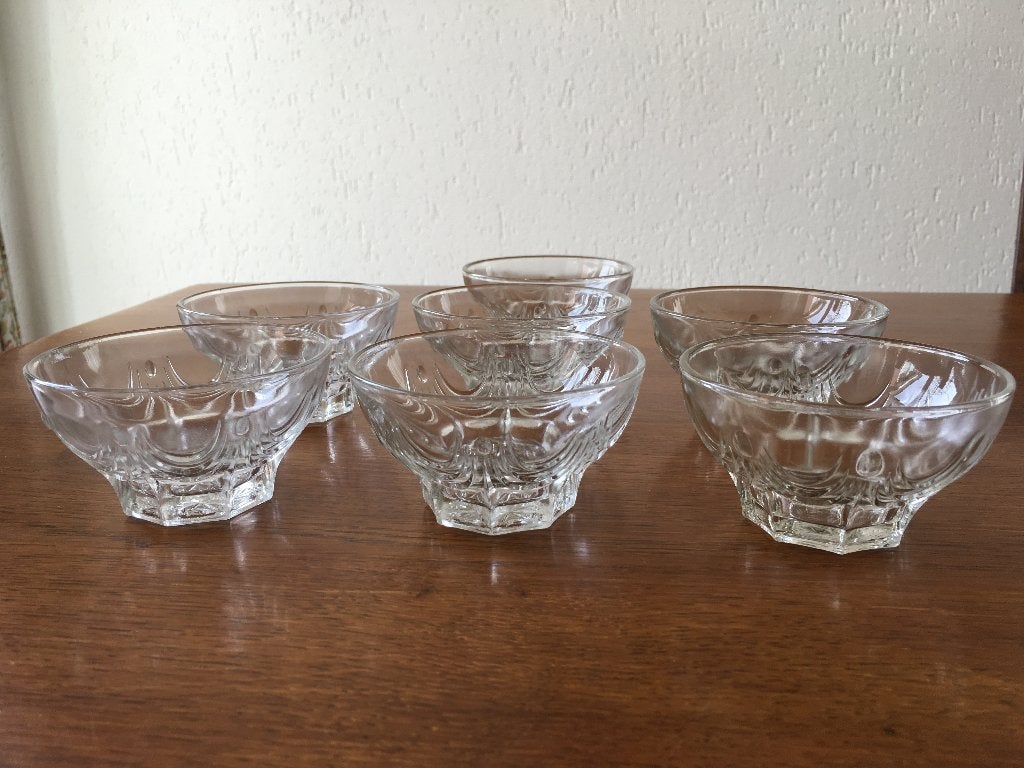 7 "Bowl Glazen" 'Bewerkt' Jaren 50 Nieuw, Verzamelen, Ophalen of Verzenden, Nieuw, Bierglas