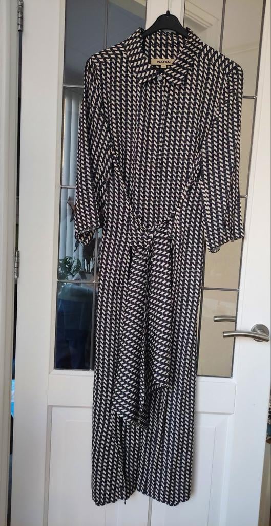 Natan Maxi Jurk Zwart/Crème Motief - Maat L/42 NL, Kleding | Dames, Zwart, Maat 42/44 (L), Ophalen of Verzenden, Zo goed als nieuw