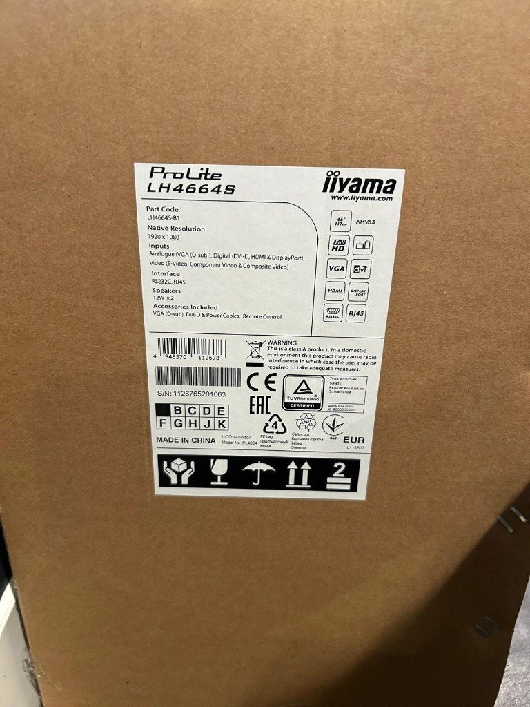 iiyama ProLite LH4664S 46 inch Full HD scherm, Computers en Software, Monitoren, Ophalen, Gebruikt, HDMI, Full HD