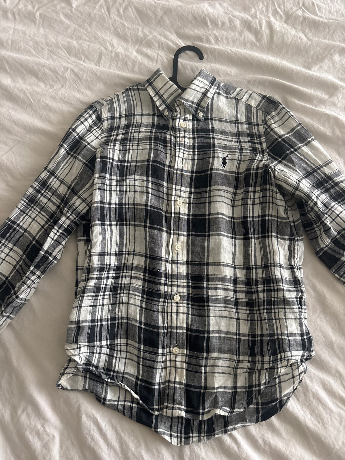 Polo Ralph Lauren Linnen blouse Zwart/Wit - Maat XS, Ophalen of Verzenden, Zo goed als nieuw, Maat 34 (XS) of kleiner, Zwart