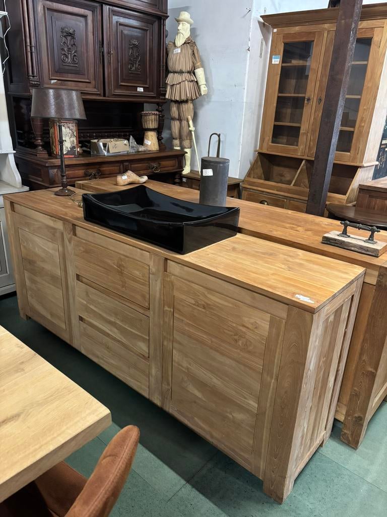 Badkamer meubel teak landelijk verschillende maten & kleuren, Ophalen, (Half)hoge kast, Hoevesteenwijkerwold, 150 tot 200 cm