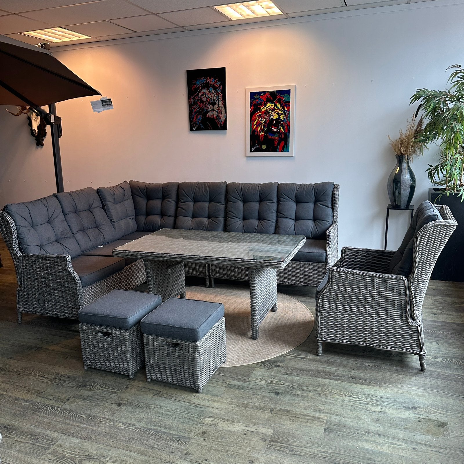 Wicker Hoek Loungeset / Tuinset – Verstelbare Rugleuningen, Tuin en Terras, ., Hocker, Ophalen of Verzenden, Wicker
