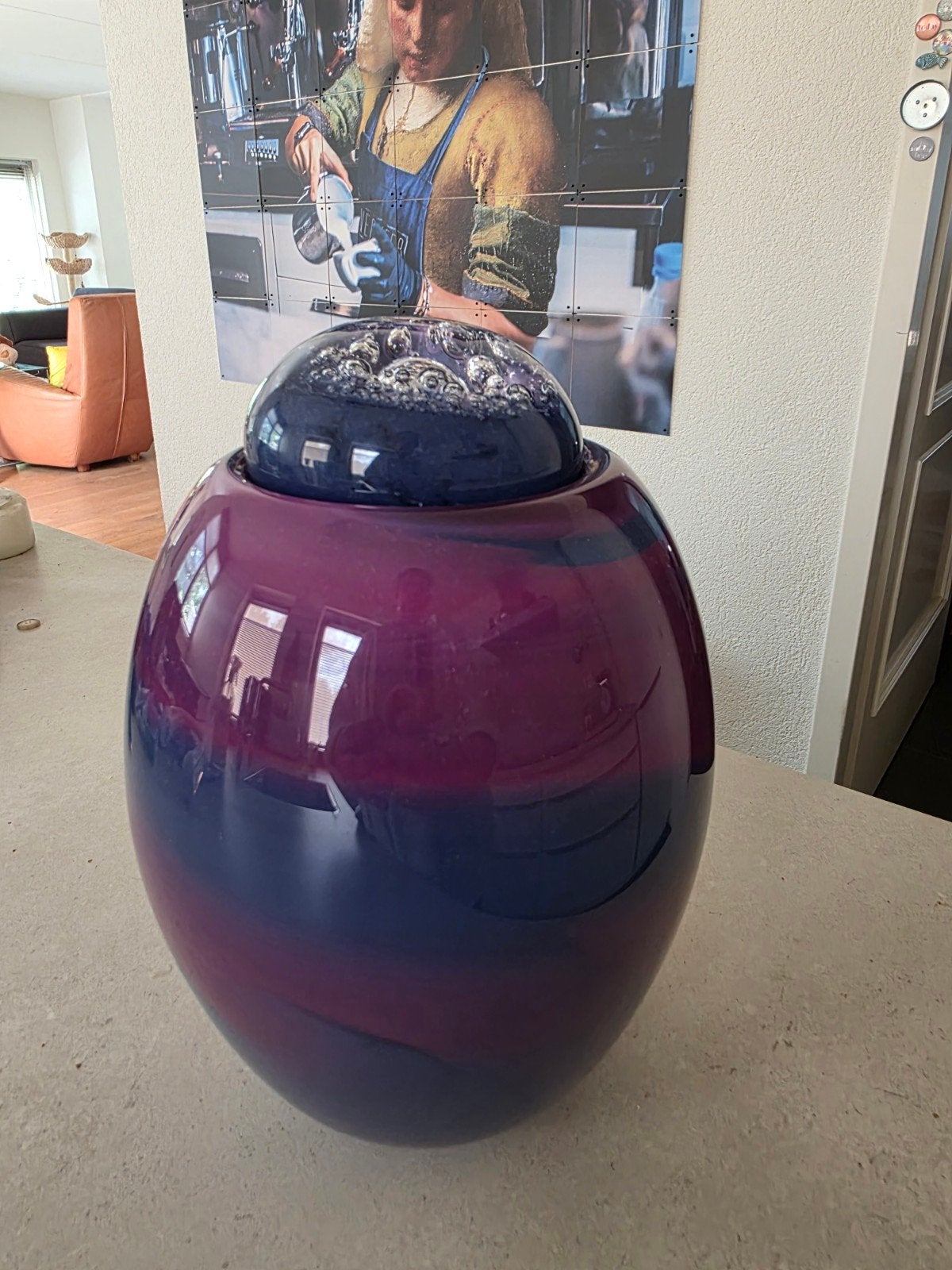 vaas, urn, Ophalen, Handgemaakt, Blauw, 25 cm