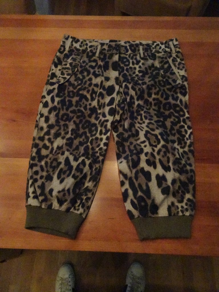 MARC CAIN tijgerprint broek met gebreide boord, Bruin, Verzenden, Maat 42/44 (L), Nieuw