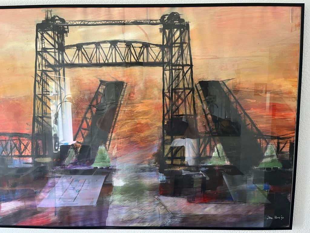 Schilderij 'De Hef' van Stan Kloos (Rotterdam), Antiek en Kunst, Ophalen of Verzenden
