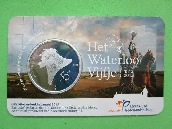(vaw4075) Coincard 2015 Waterloo Vijfje UNC, Ophalen of Verzenden, Koningin Beatrix, Euro's, Setje