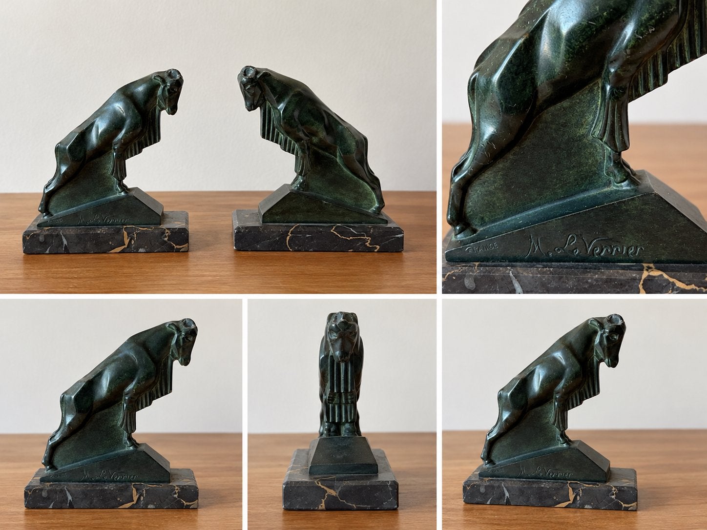 Vintage Art Deco Boekensteunen - M. Le Verrier - Rammen, Ophalen